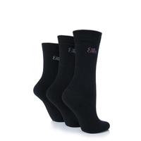 Ladies 3 Pair Elle Cotton Plain Sock With Comfort Cuff