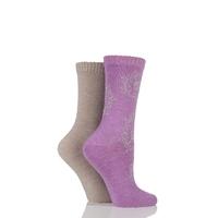 Ladies 2 Pair Elle Paisley Patterned Cashmere Blend Socks