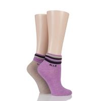 Ladies 2 Pair Elle Frilly Welt Cashmere Blend Ankle Socks