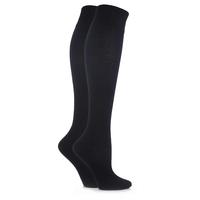 Ladies 2 Pair Elle Plain Cotton Knee Highs