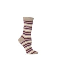 Ladies 1 Pair Elle Wool & Viscose Striped Socks