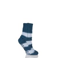 Ladies 1 Pair Elle Striped Cable Knit Slipper Socks with Grip