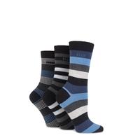 Ladies 3 Pair Elle Striped Cotton Socks