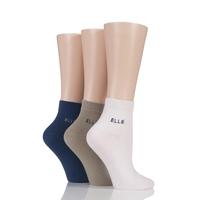 Ladies 3 Pair Elle Plain Comfort Cuff Cotton Socks with Hand Linked Toes