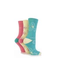 Ladies 3 Pair Elle Patterned Cotton Socks