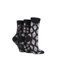 ladies 3 pair elle patterned cotton socks