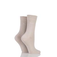 Ladies 2 Pair Elle Plain Bamboo Fibre Socks