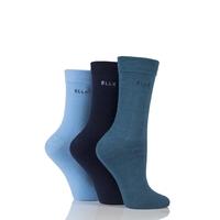 ladies 3 pair elle plain comfort cuff cotton socks with hand linked to ...