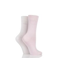 Ladies 2 Pair Elle Plain Bamboo Fibre Socks