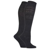 Ladies 2 Pair Elle Fair Isle and Heart Textured Knee High Socks