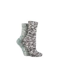 Ladies 2 Pair Elle Twisted Knit Boot Socks