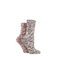 Ladies 2 Pair Elle Twisted Knit Boot Socks