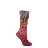 Ladies 1 Pair Elle Space Dye Slubby Cable Slipper Socks