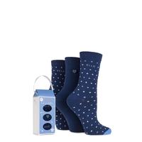 Ladies 3 Pair Elle Gift Boxed Cute as a Button Patterned Cotton Socks
