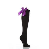 ladies 1 pair elle bamboo rib satin bow socks