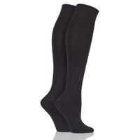 Ladies 2 Pair Elle Plain Cotton Knee Highs