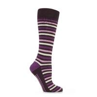 Ladies 1 Pair Elle Wool and Viscose Striped Slipper Socks