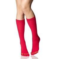 ladies 1 pair elle toe socks with pom poms glitter grip