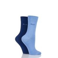 Ladies 2 Pair Elle Plain Bamboo Fibre Socks