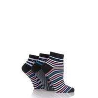 Ladies 3 Pair Elle Striped Cotton Anklets