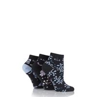 Ladies 3 Pair Elle Patterned Cotton Anklets