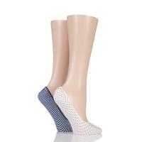Ladies 2 Pair Elle Stripe and Spot Shoe Liner Socks
