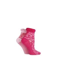 Ladies 2 Pair Elle Dainty and Delicate Floral Ankle Socks