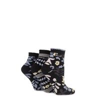 Ladies 3 Pair Elle Patterned Cotton Anklets