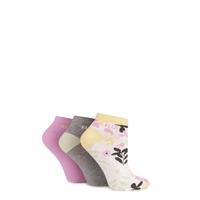 Ladies 3 Pair Elle Patterned Cotton Trainer Socks