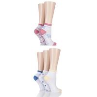 ladies 5 pair elle natural cotton butterfly ankle socks with handlinke ...