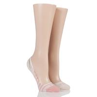 Ladies 2 Pair Elle Stripe and Plain Seemless Bamboo Shoe Liner Socks