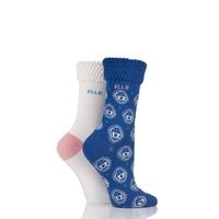 Ladies 2 Pair Elle Bamboo Patterned and Plain Socks