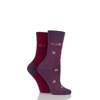 Ladies 2 Pair Elle Bamboo Patterned and Plain Socks