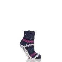 ladies 1 pair elle chunky fair isle moccasin grip socks