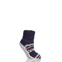 ladies 1 pair elle chunky fair isle moccasin grip socks