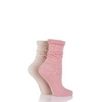 Ladies 2 Pair Elle Lacy Bamboo Anklet Socks