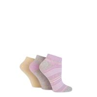 ladies 3 pair elle bright striped cotton trainer socks