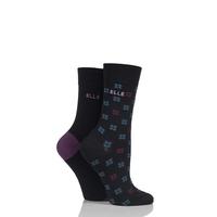 Ladies 2 Pair Elle Bamboo Patterned and Plain Socks