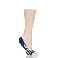 Ladies 1 Pair Elle Striped Seamless Bamboo Shoe Liner Socks
