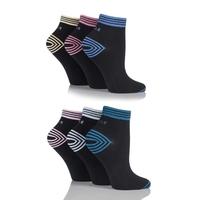 Ladies 6 Pair Elle Non Cushioned Sports Socks With Contrast Heel and Toe