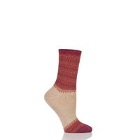 Ladies 1 Pair Falke Natural Marl Block Striped Socks