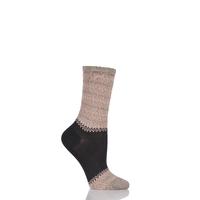 ladies 1 pair falke natural marl block striped socks