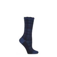 ladies 1 pair falke glen plaid tartan check cotton socks