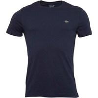 lacoste mens regular fit crew neck t shirt in cotton navy blue