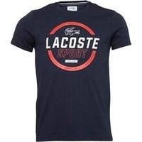 lacoste mens sport tennis technical jersey t shirt navy bluewhite corr ...