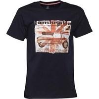 Lambretta Mens Crew Neck Square Scooter Print T-Shirt Navy