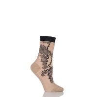 ladies 1 pair falke floral patterned lace anklet socks