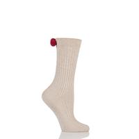 ladies 1 pair falke wiesn ribbed cotton socks with baubles