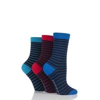 Ladies 3 Pair Glenmuir Fine Stripe Bamboo Socks