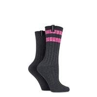 Ladies 2 Pair Glenmuir Ribbed Cotton Leisure Socks